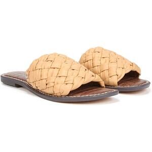 NEW Sam Edelman Griffin Tan Leather Woven Slide Sandals, Size 5, MSRP $126